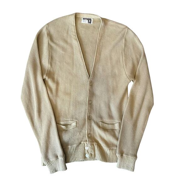 Vintage Other - Vintage 70s Acrylic Gold Khaki Cardigan Sz Medium